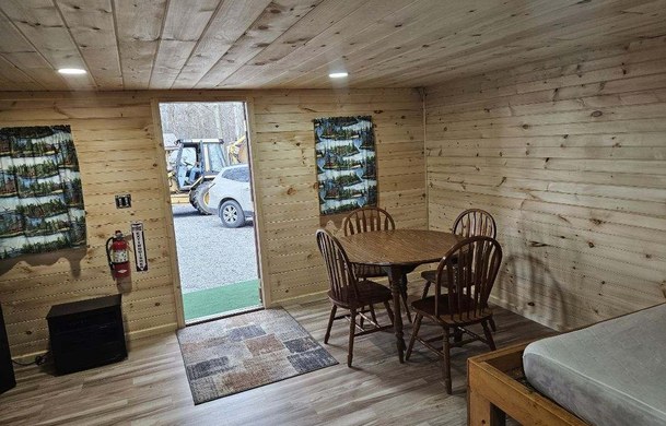 Rustic Cabin interior dining table with seating for four